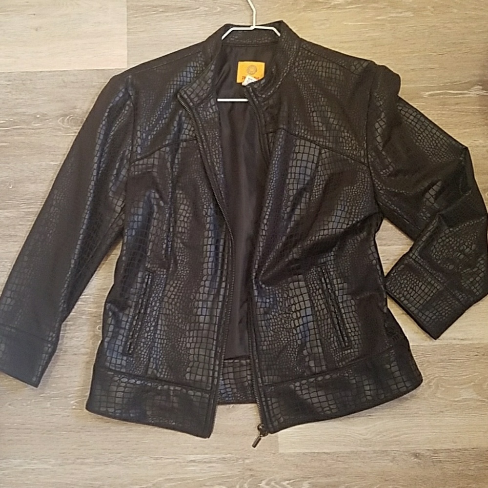 Black jacket faux animal print